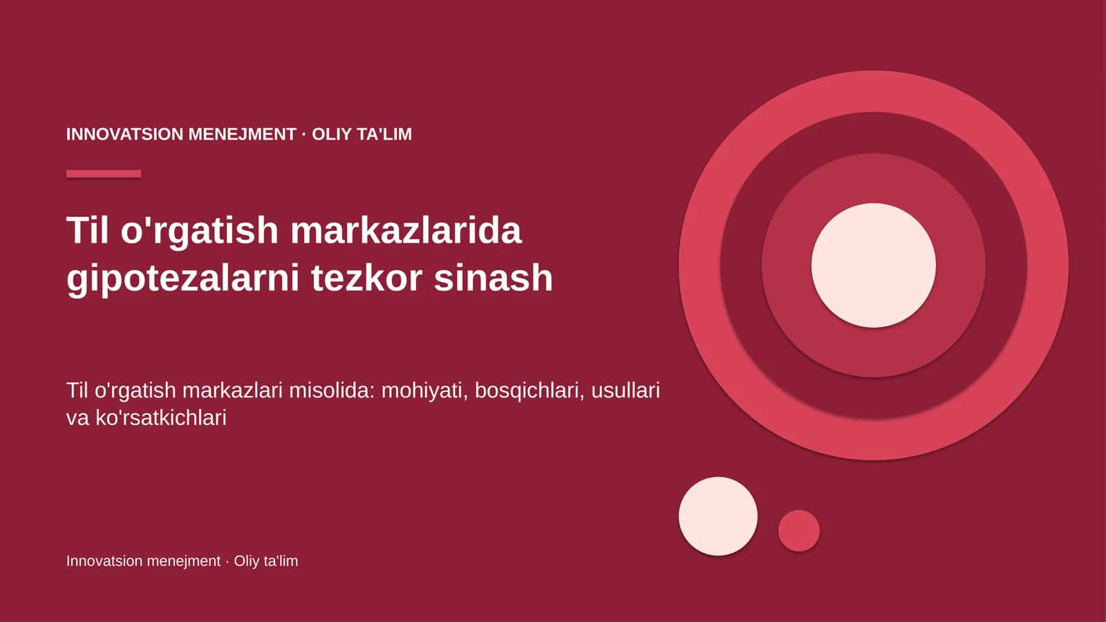 til o'rgatish markazlarida gipotezalarni tezkor sinash 7505