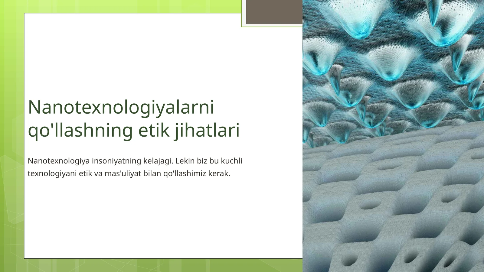 Nanotexnologiyalarni qo'llashning etik jihatlari