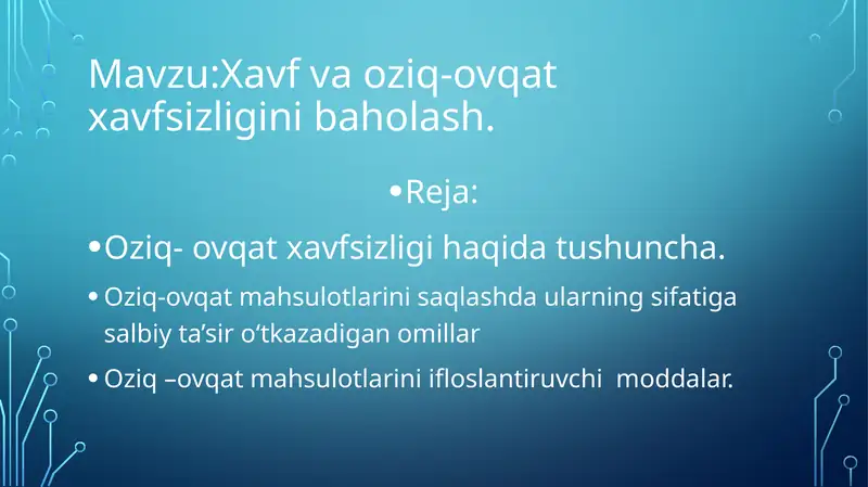 OZIQ OVQAT TEXNOLOGIYASI