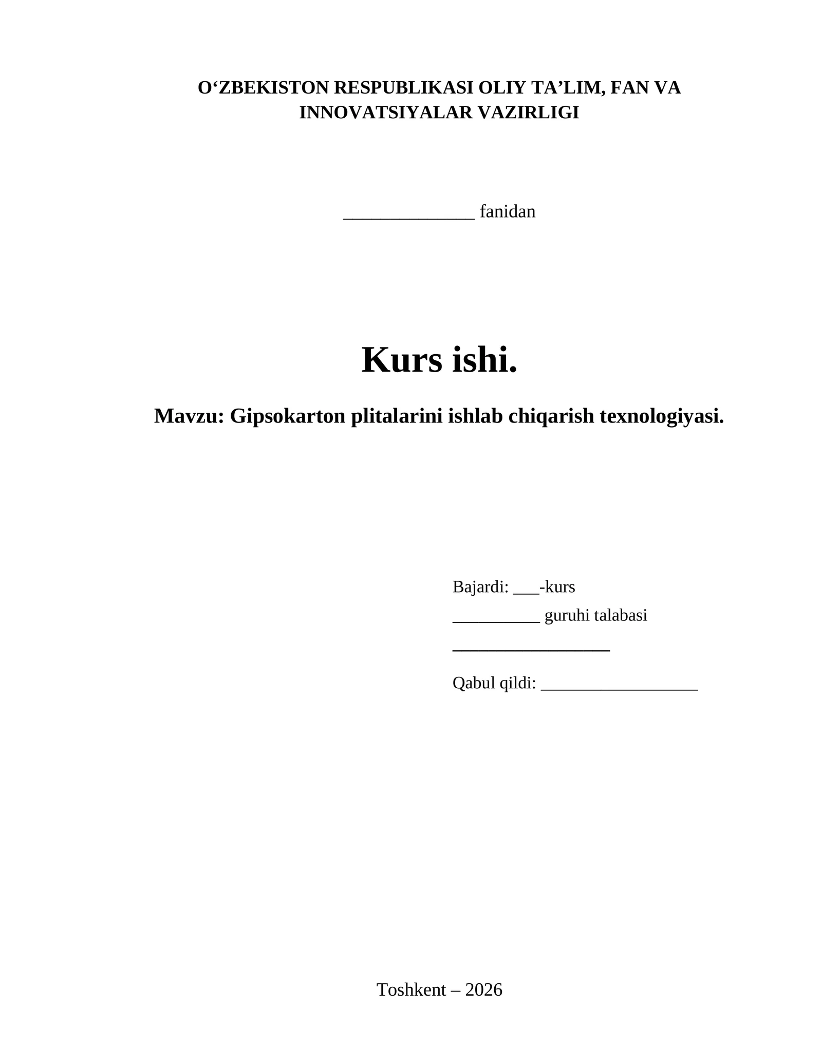 Gipsokarton plitalarini ishlab chiqarish texnologiyasi.