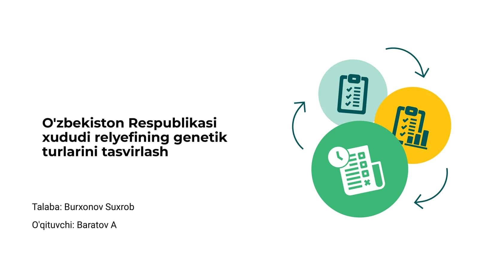 O'zbekiston Respublikasi xududi relyefining genetik turlarini tasvirlash