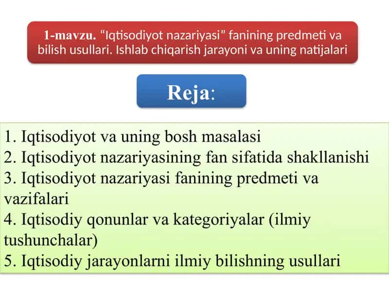 Iqtisodiyotning boshmasalasi