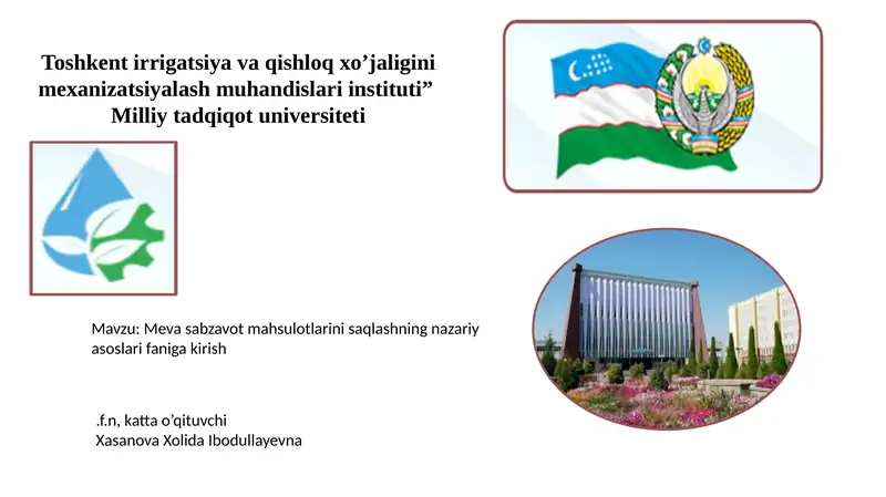 Meva sabzavot mahsulotlarini saqlashning nazariy asoslari