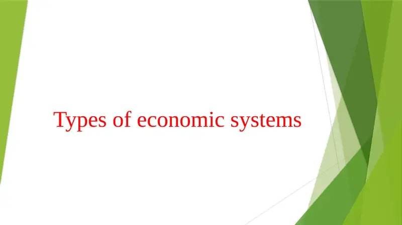 Types of economic systems