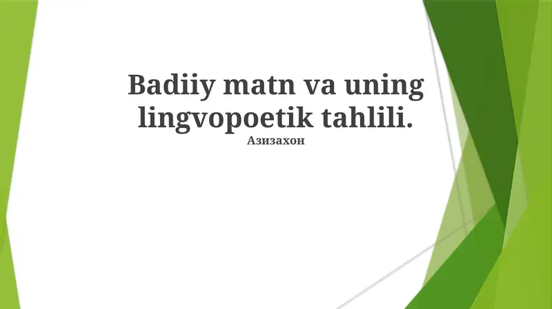 Adabiy matn va uning lingvopoetik tahlili