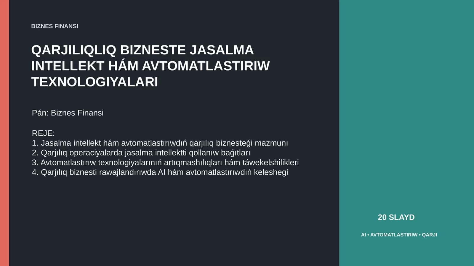 Qarjiliqliq Biznes Tez O'zgerip, AI va Avtomatlashtiruv Texnologiyalari