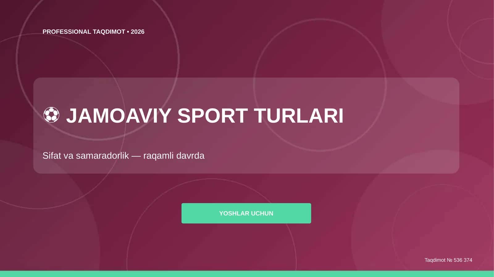 Jamoaviy sport turlari: sifat va samaradorlik (raqamli davrda) [yoshlar uchun]