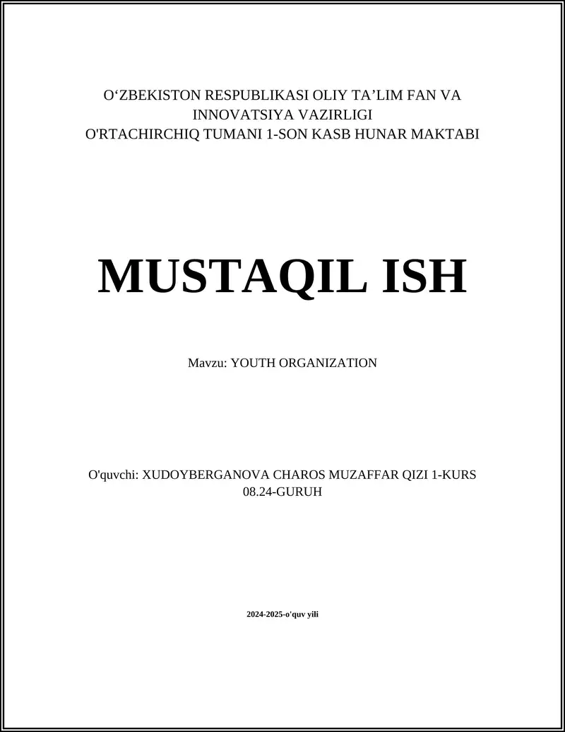 YOUTH ORGANIZATION
