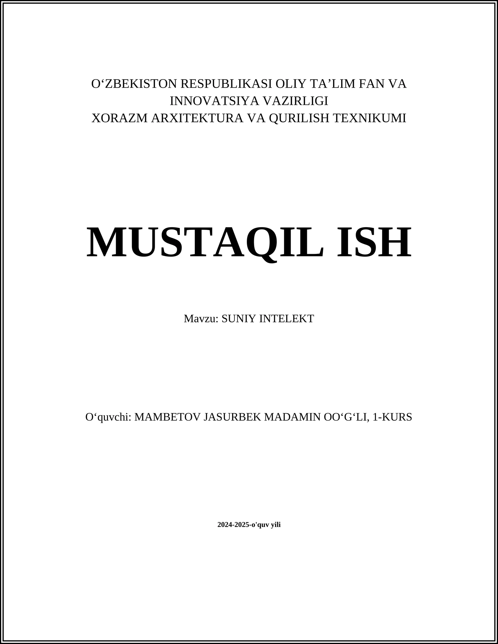 Sun'iy Intellekt Tarixi