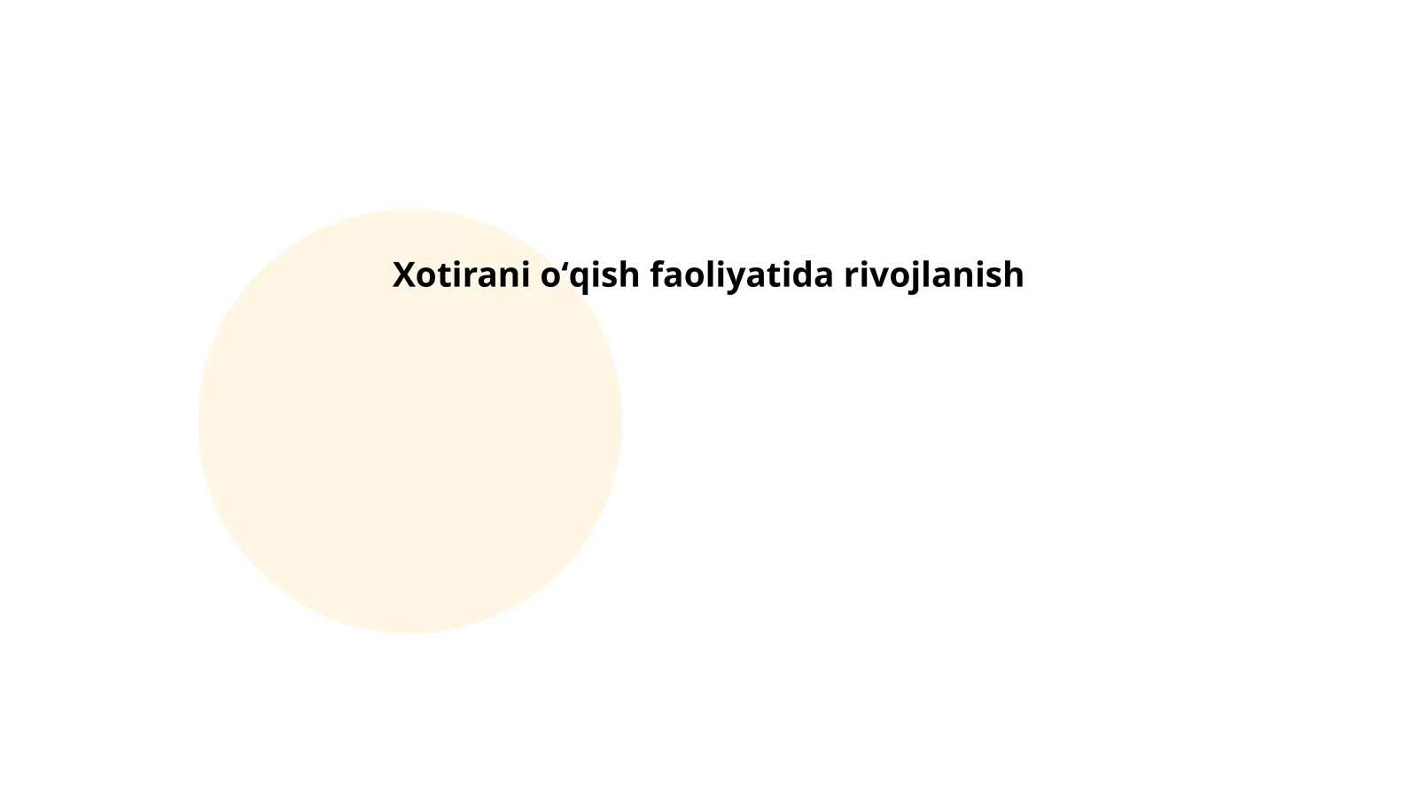 Xotirani oʻqish faoliyatida rivojlanish