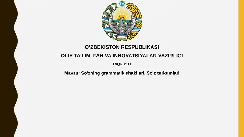 So'zning grammatik shakllari. So'z turkumlari