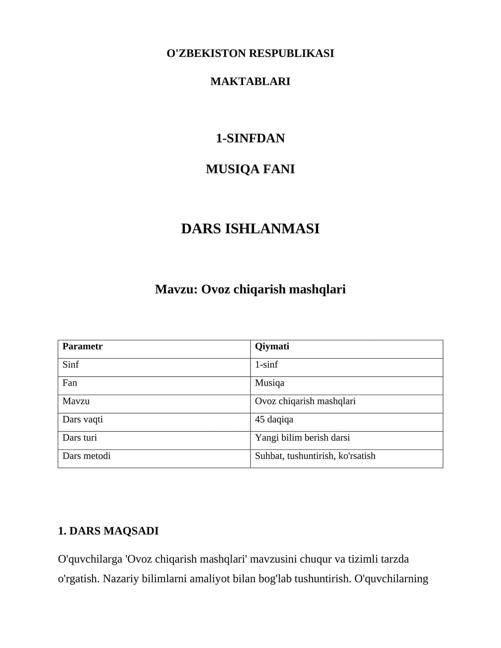 Ovoz chiqarish mashqlari