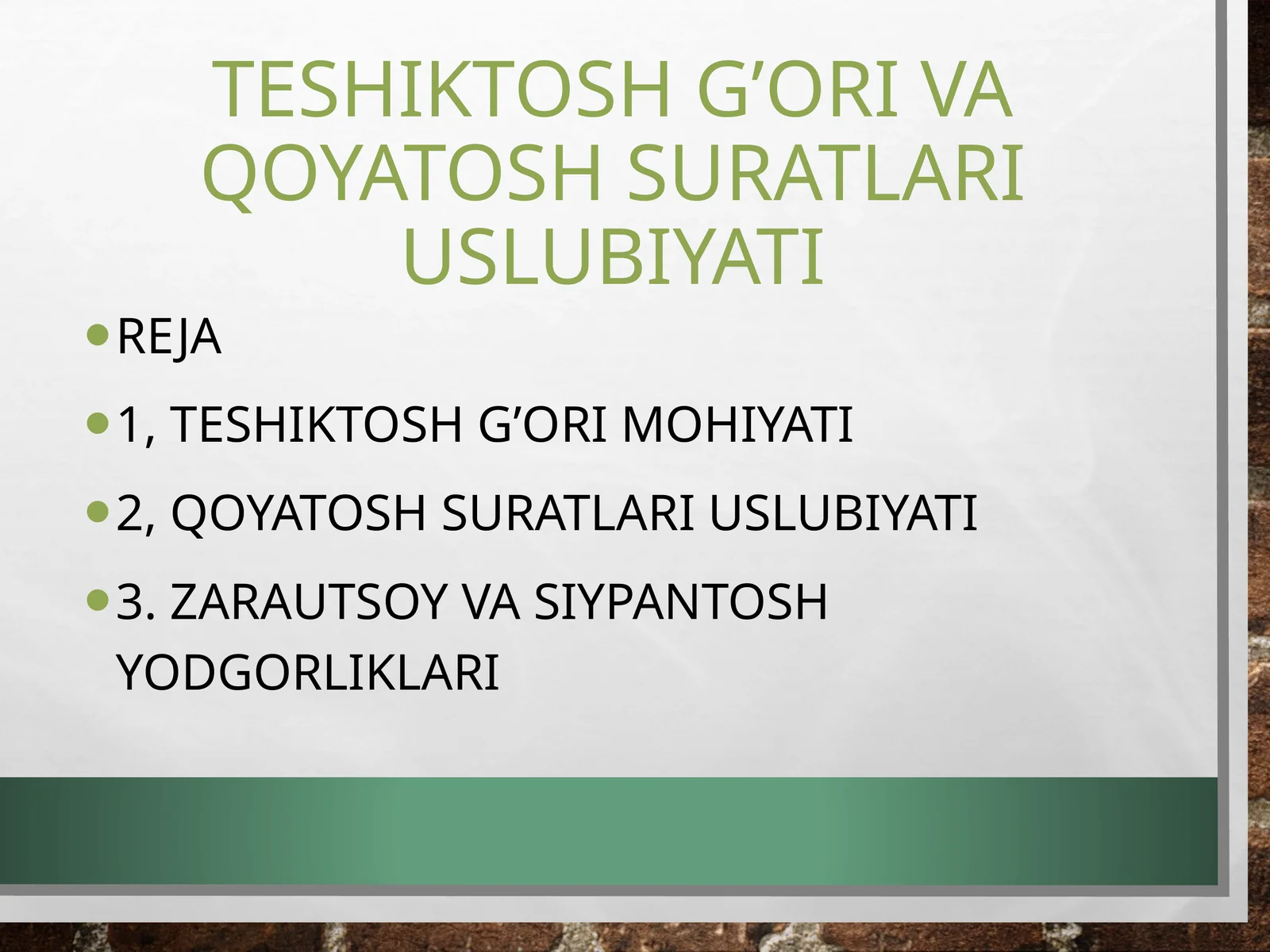Teshiktosh g’ori va qoyatosh suratlari uslubiyati