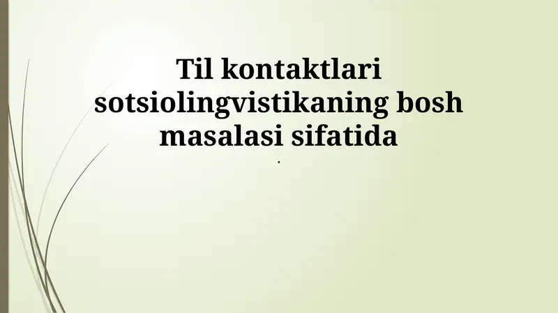 Til kontaktlari sotsiolingvistika