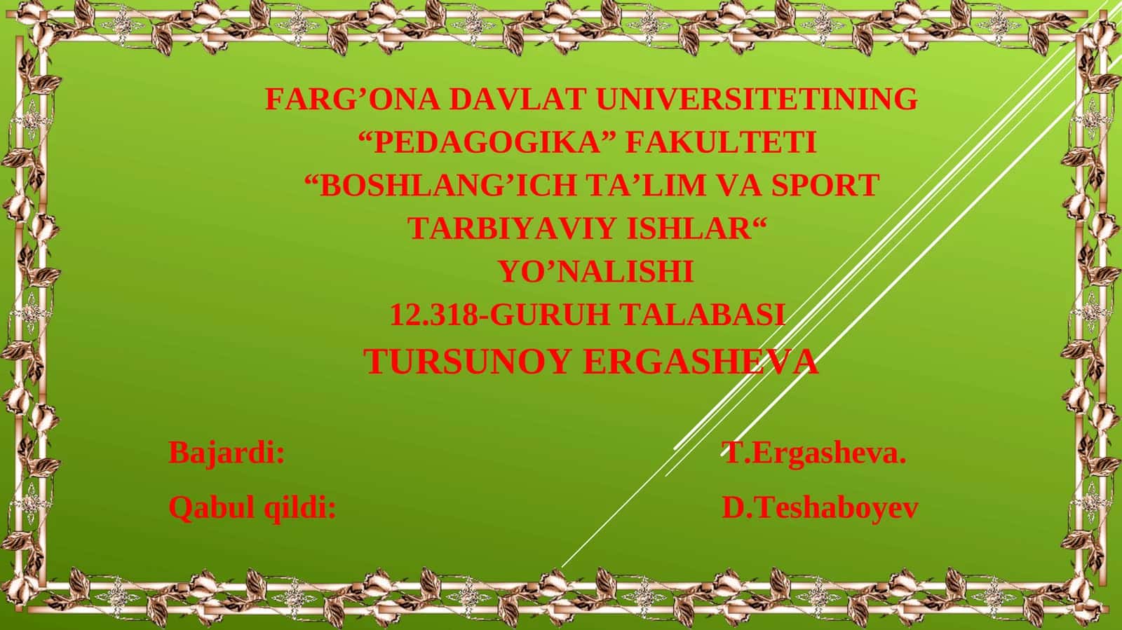 "BOSHLANG’ICH TA’LIM VA SPORT TARBIYAVIY ISHLAR"