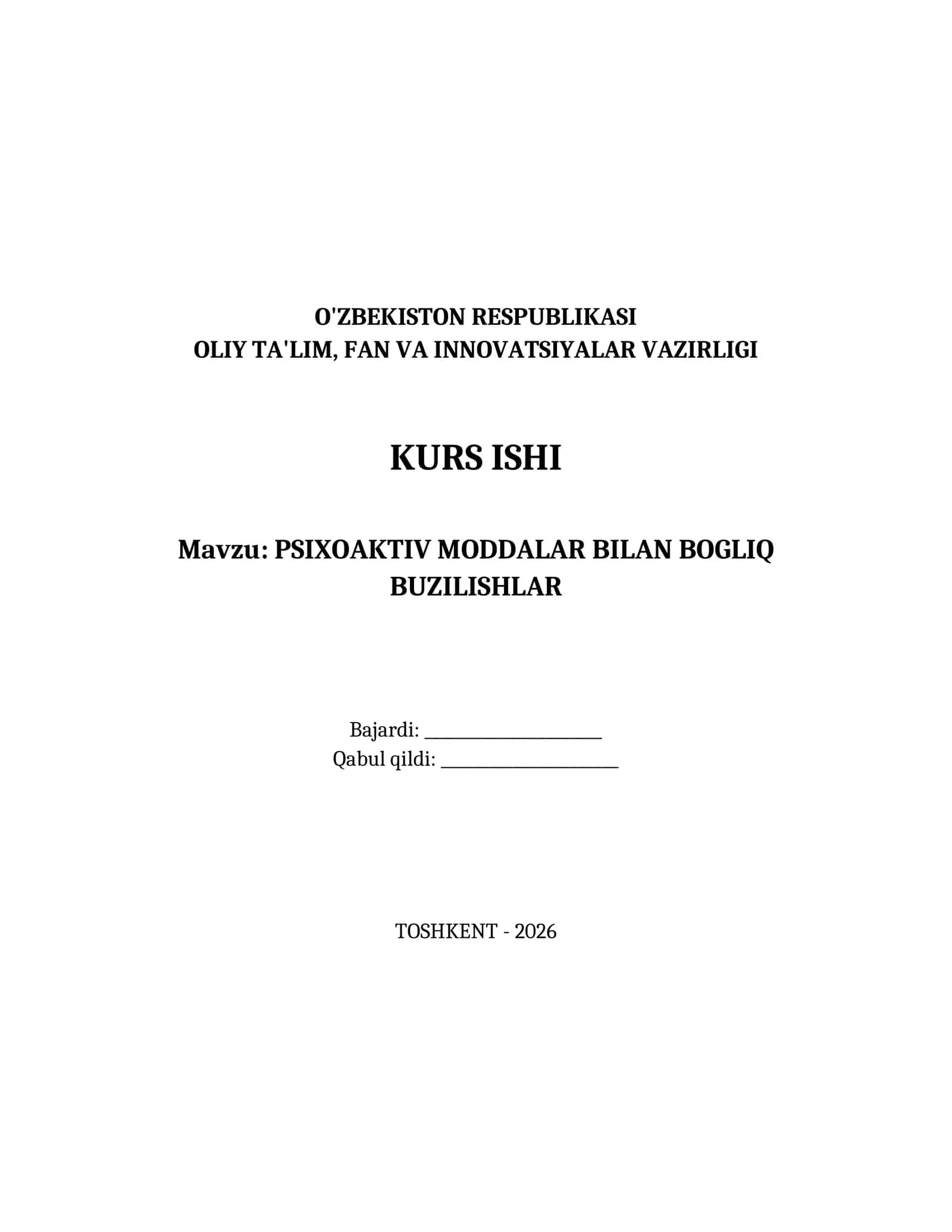 PSIXOAKTIV MODDALAR BILAN BOGLIQ BUZILISHLAR
