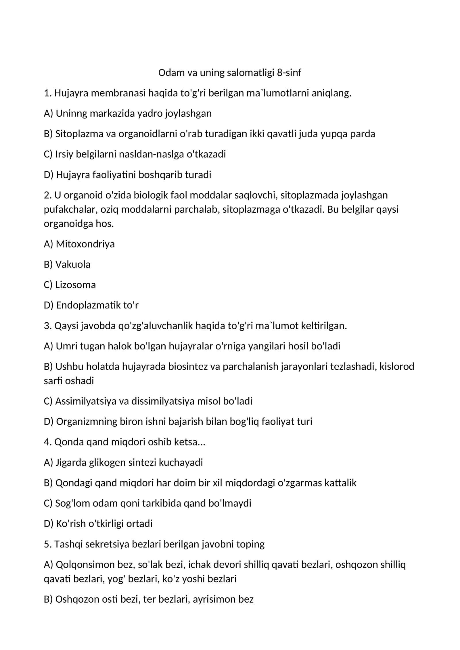 Hujayra membranasi haqida ma'lumotlar