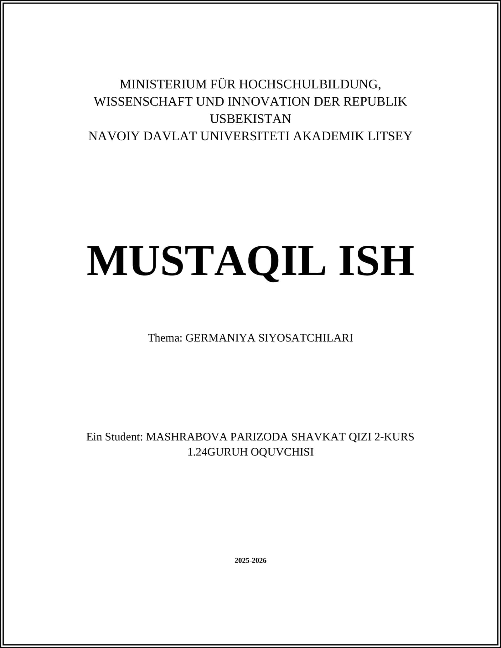 GERMANIYA SIYOSATCHILARI