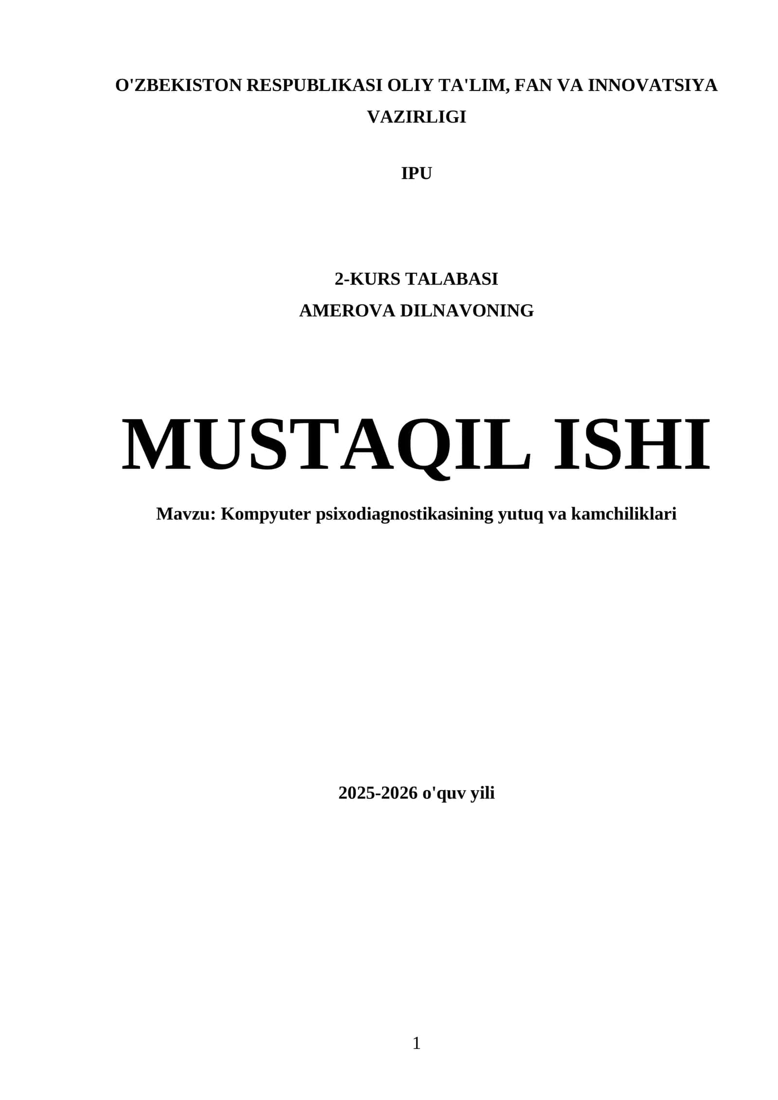 Kompyutеr psixodiagnostikasining yutuq va kamchiliklari