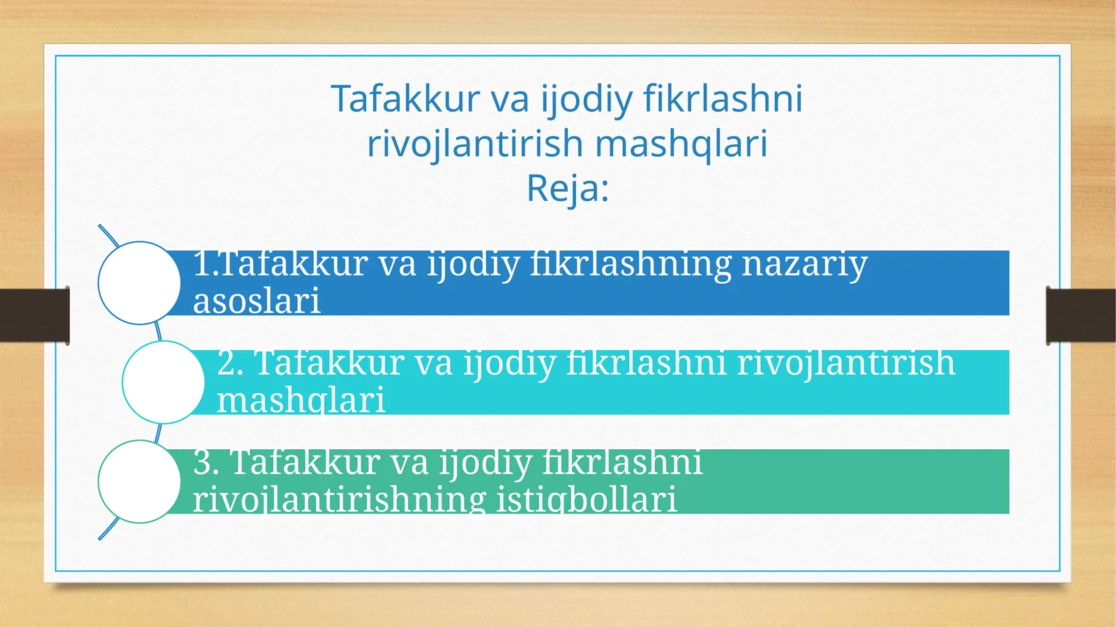 Tafakkur va ijodiy fikrlashni rivojlantirish