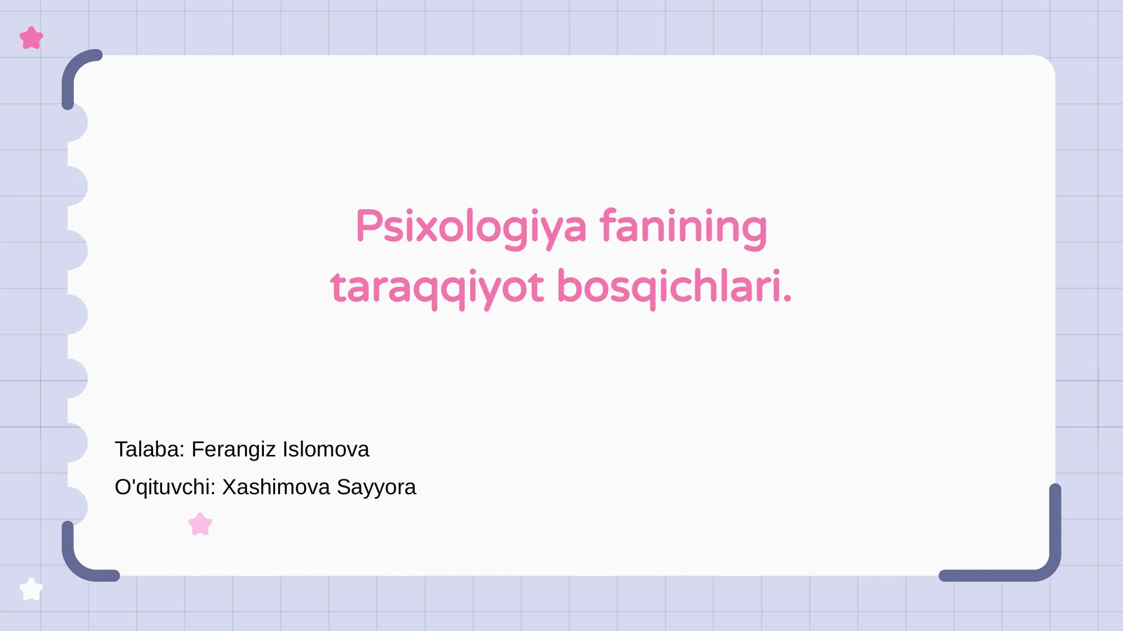 Psixologiya fanining taraqqiyot bosqichlari
