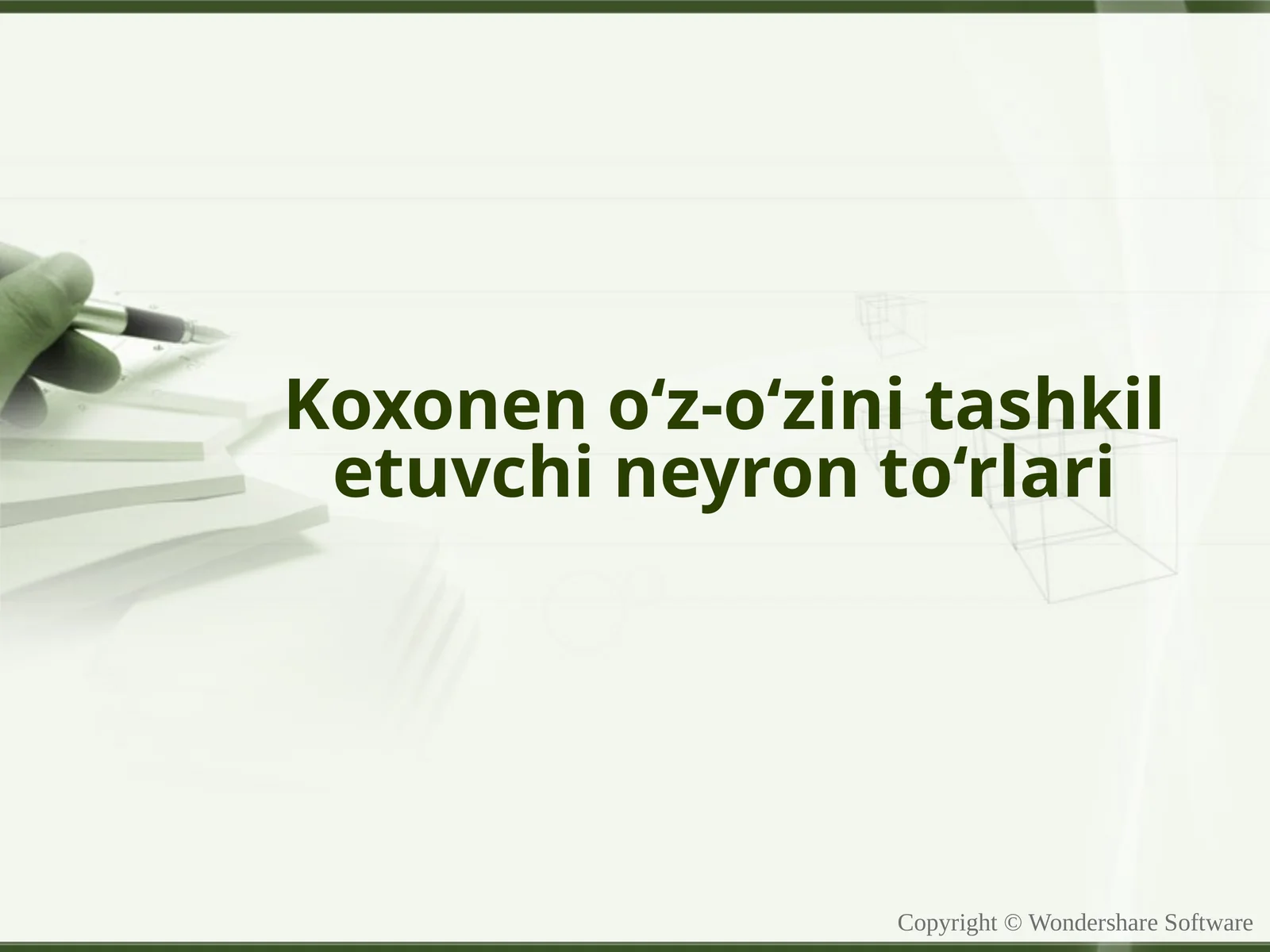 Kohonen o‘z-o‘zini tashkil etuvchi neyron to‘rlari