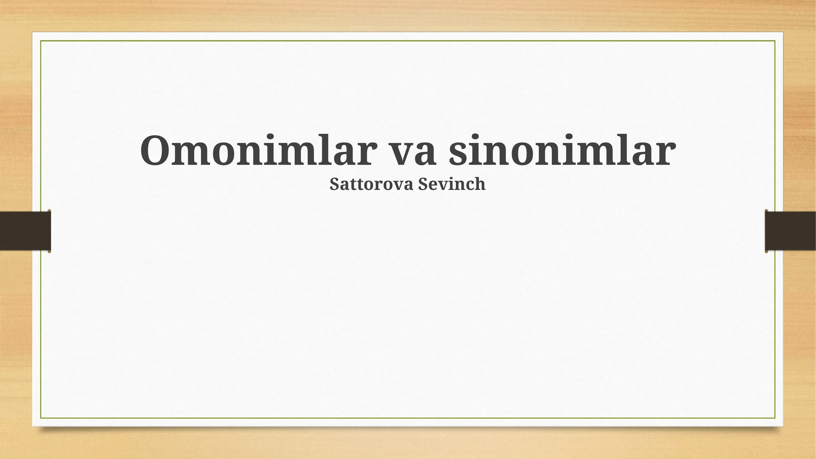Omonimlar va sinonimlar