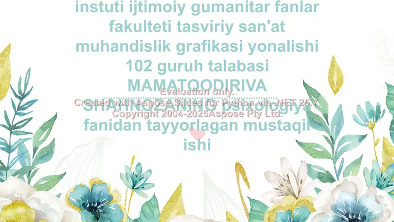 Andijon davlat pedogigika instuti ijtimoiy gumanitar fanlar fakulteti tasviriy san'at muhandislik grafikasi yonalishi 102 guruh talabasi MAMATQODIRIVA SHAHNOZANING psixologiya fanidan tayyorlagan mustaqil ishi