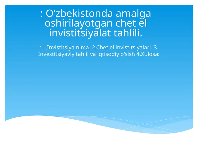Chet el invistitsiyalat tahlili