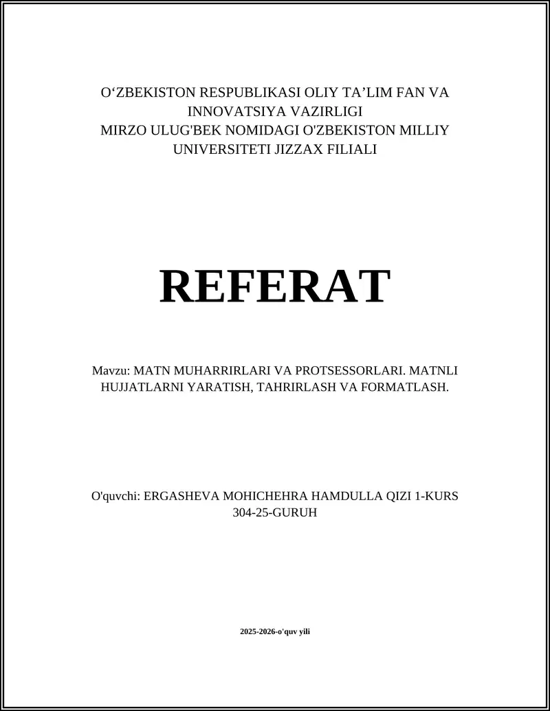 MATN MUHARRIRLARI VA PROTSESSORLARI