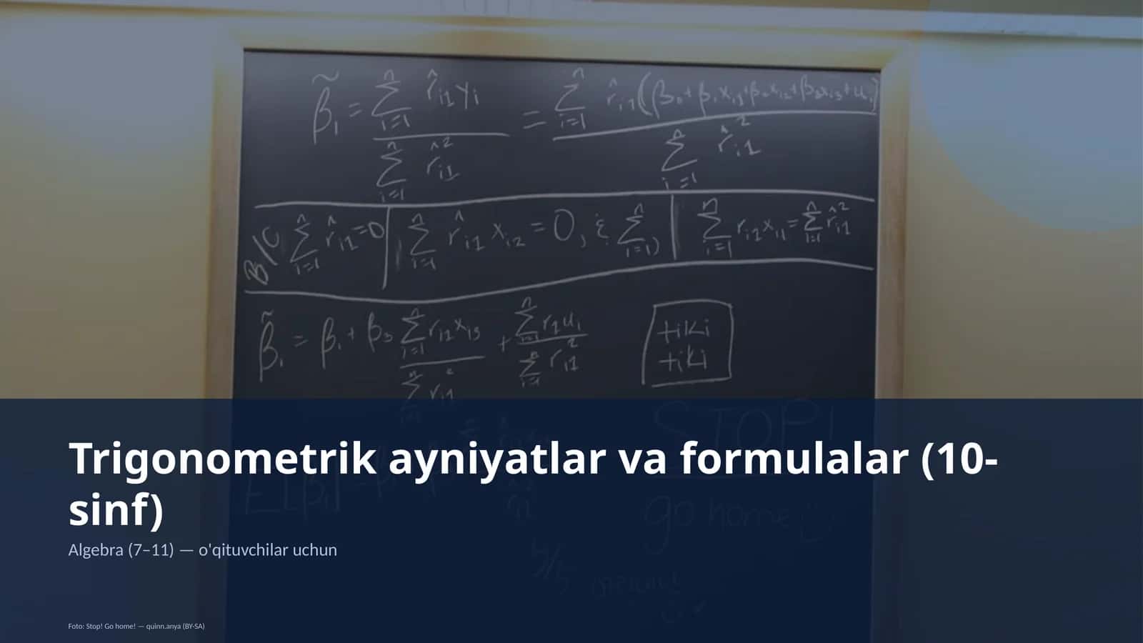 Trigonometrik ayniyatlar va formulalar (10-sinf)
