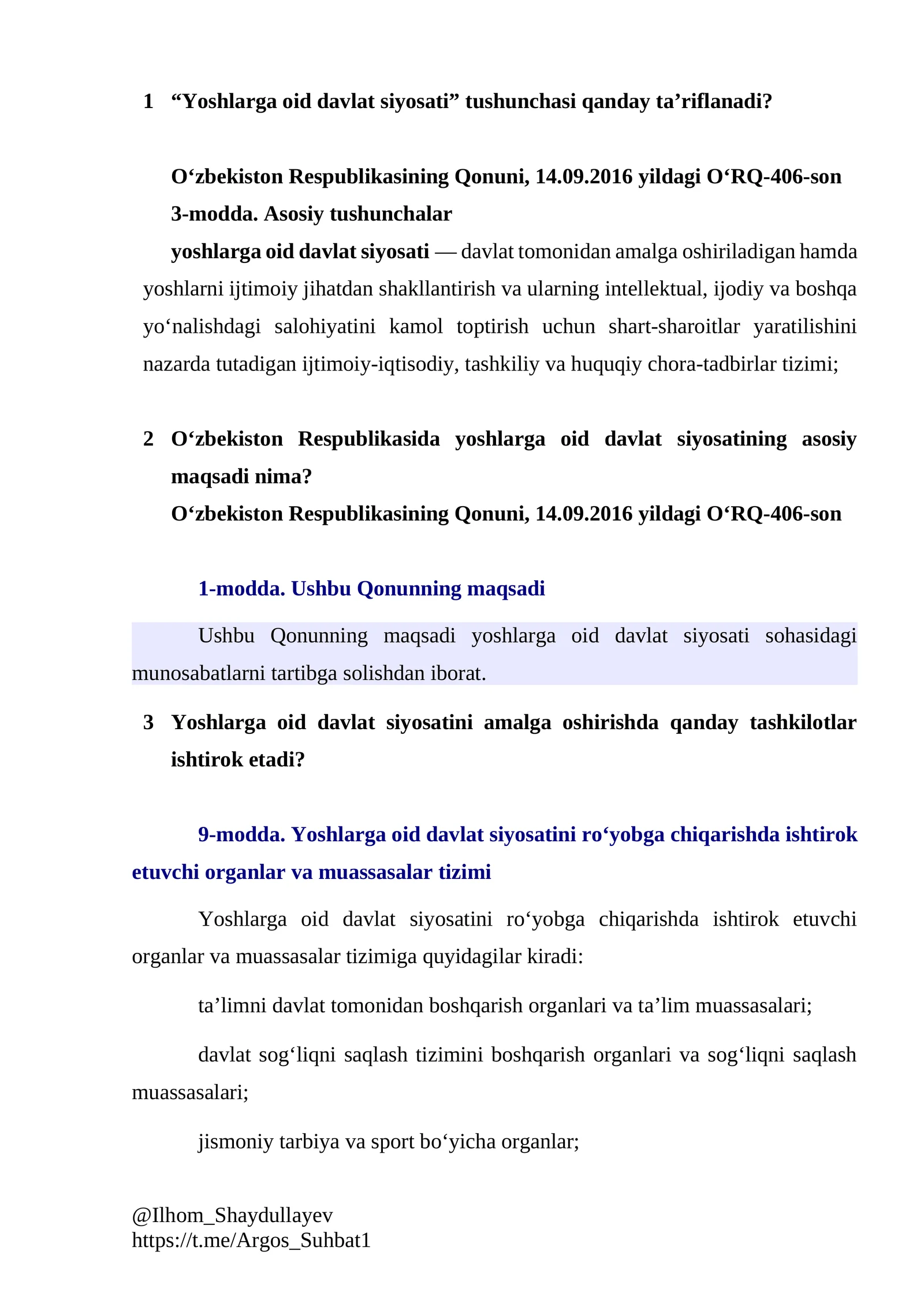 Yoshlarga oid davlat siyosati