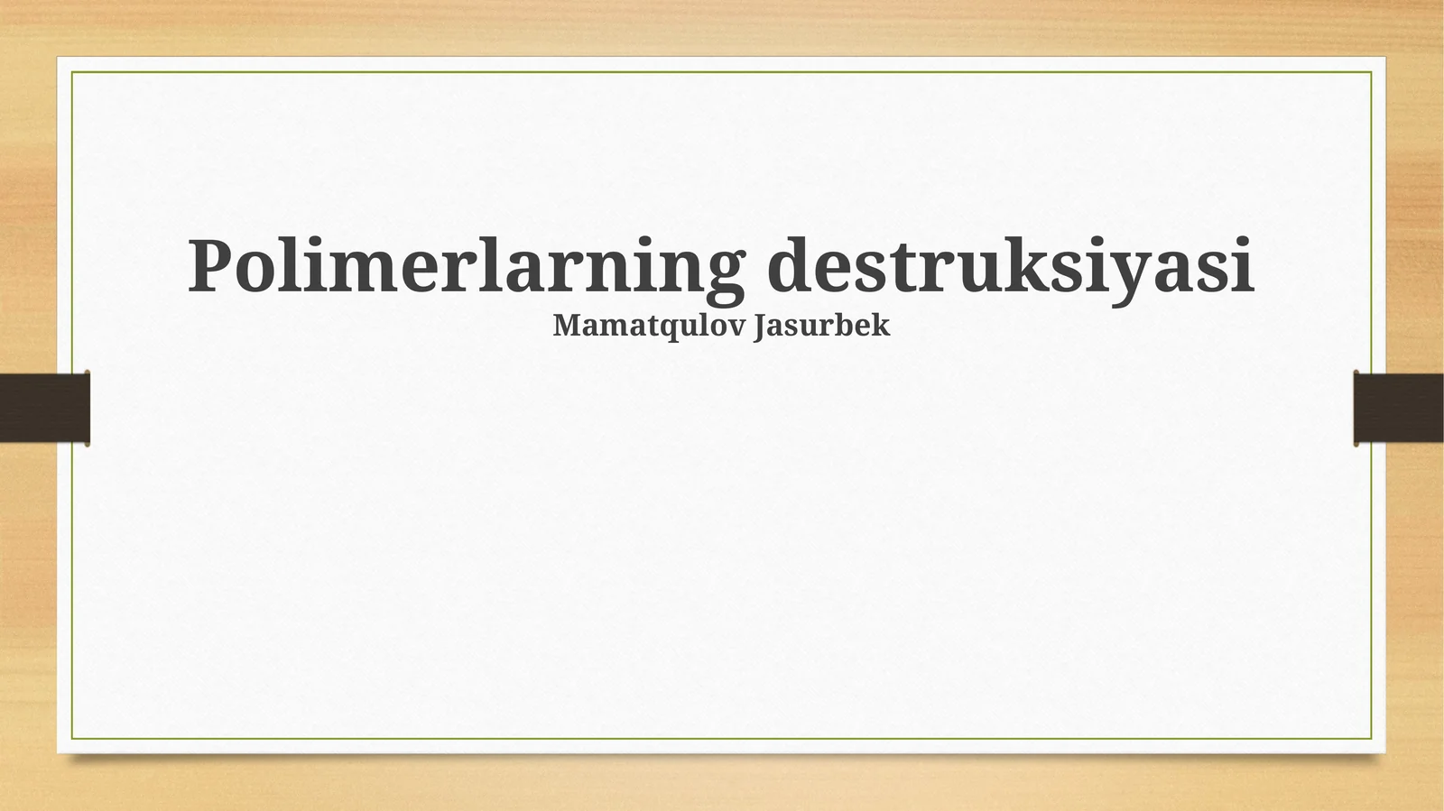 Polimerlarning destruksiyasi