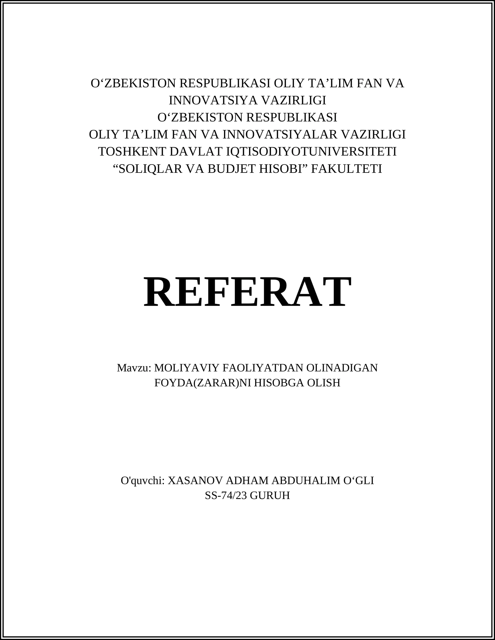Olinadigan foyda tushunchasi