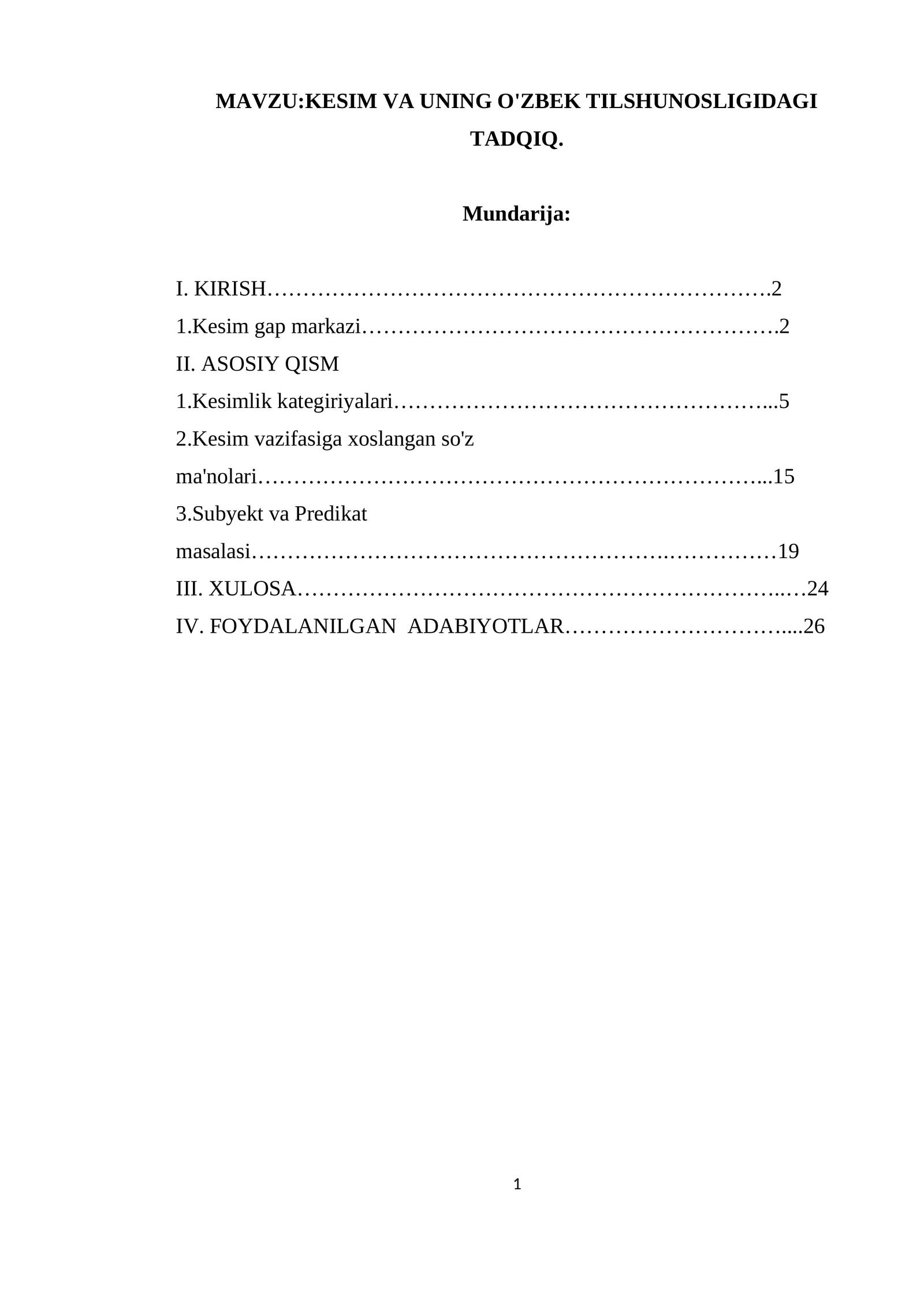KESIM VA UNING O'ZBEK TILSHUNOSLIGIDAGI TADQIQ