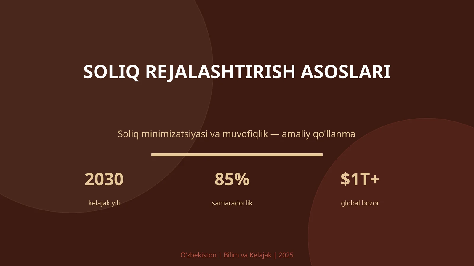 SOLIQ REJALASHTIRISH ASOSLARI