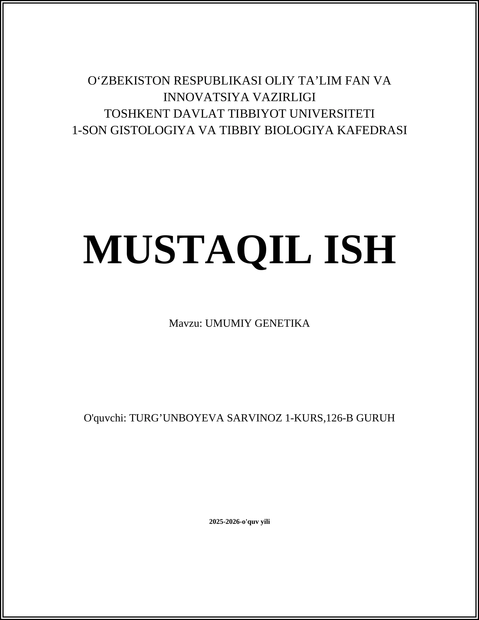 UMUMIY GENETIKA