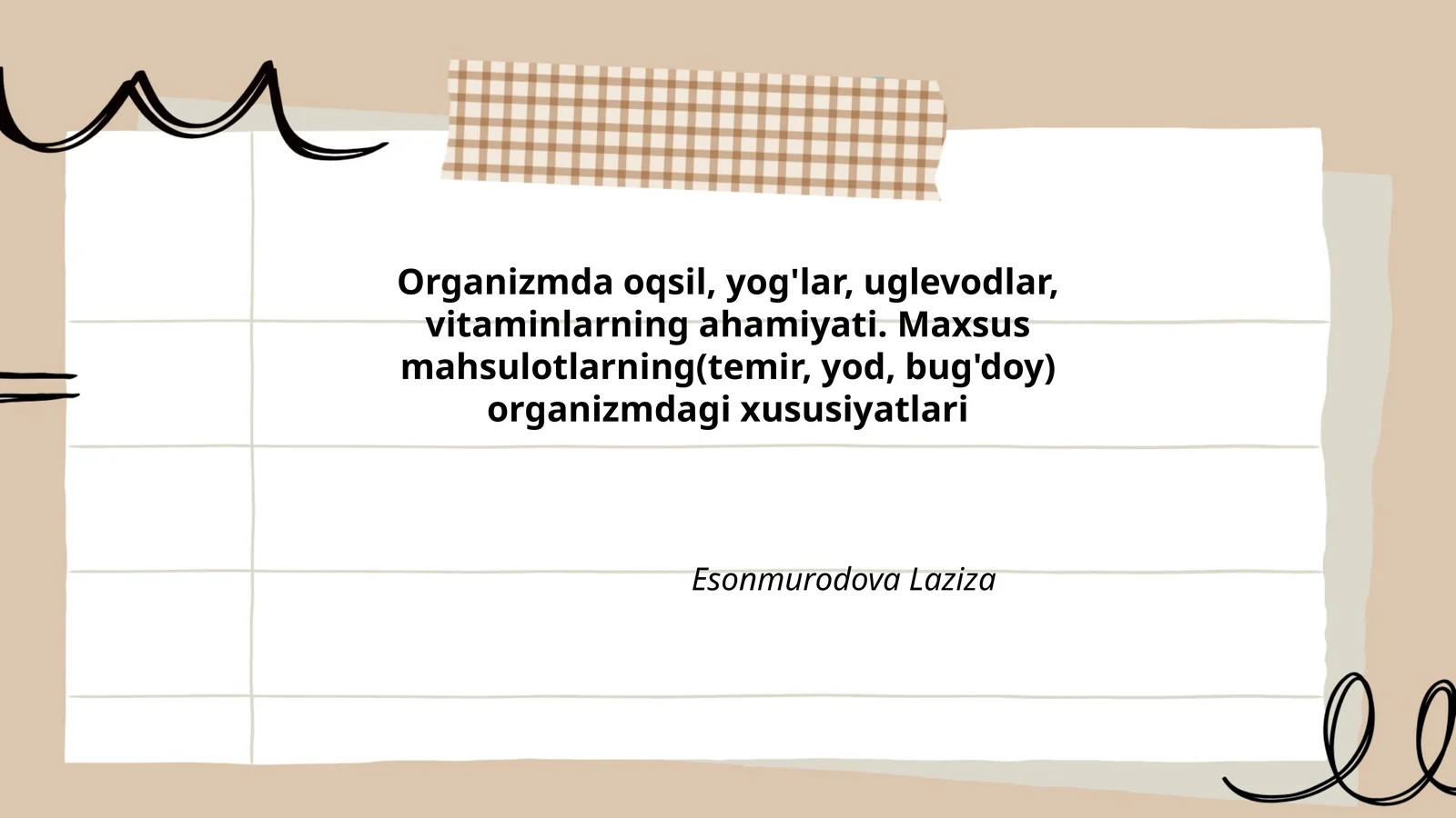 Oqsil, yog'lar, uglevodlar, vitaminlarning ahamiyati