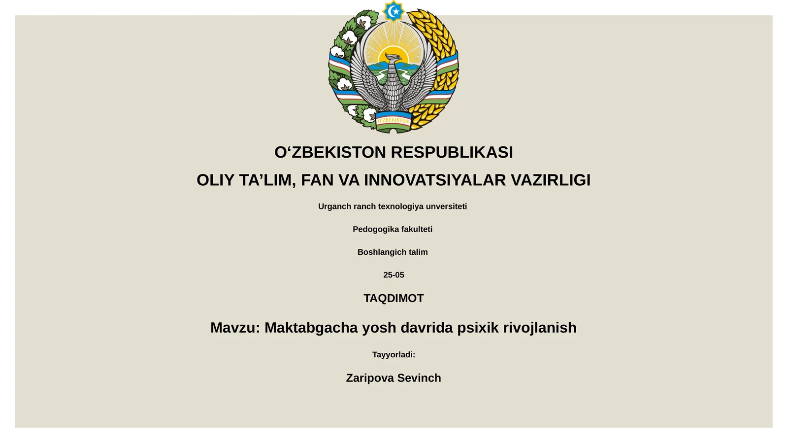 Maktabgacha yosh davrida psixik rivojlanish
