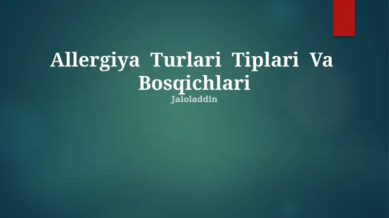 Allergiya Turlari Tiplari Va Bosqichlari