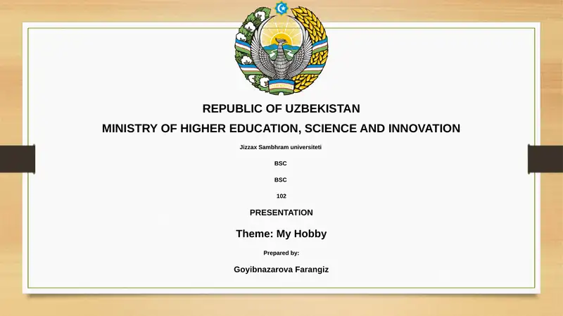 Presentation on My Hobby