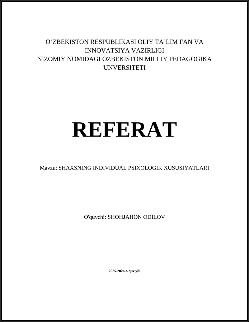 Temperament va uning turlari