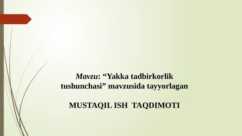 Yakka tartibdagi tadbirkorlik
