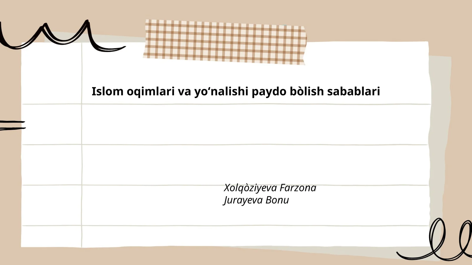 Islom oqimlari va yoʻnalishi paydo bòlish sabablari