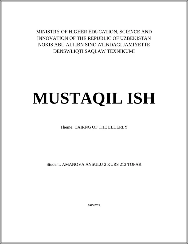 NOKIS ABU ALI IBN SINO ATINDAGI JAMIYETTE DENSWLIQTI SAQLAW TEXNIKUMI
