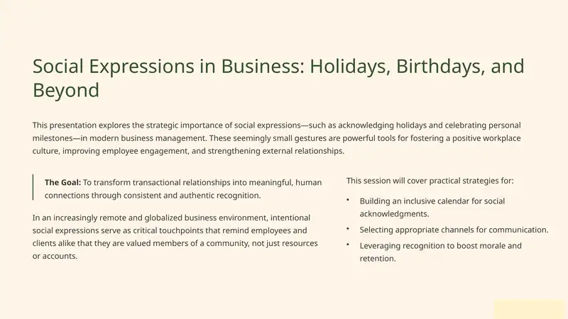 Social Expressions in Business: Holidays, Birthdays, and Beyond