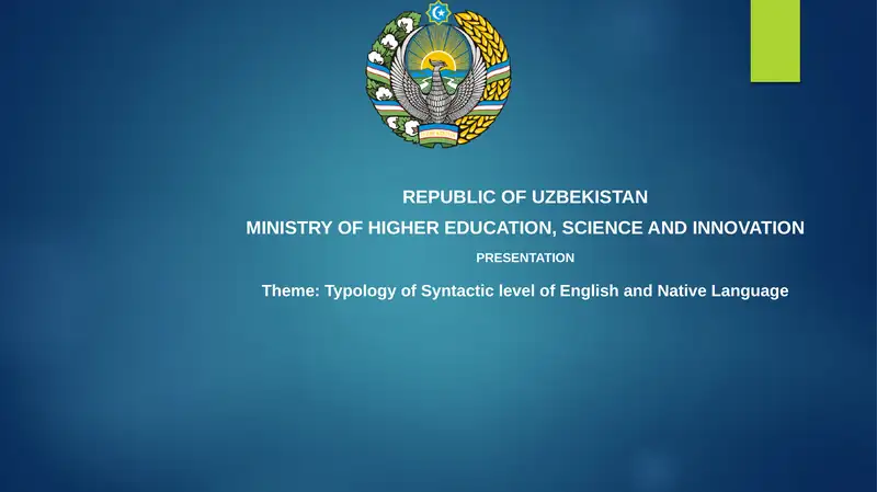 Typology of Syntactic level of English and Native Language