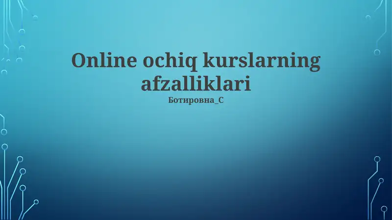 Online ochiq kurslar