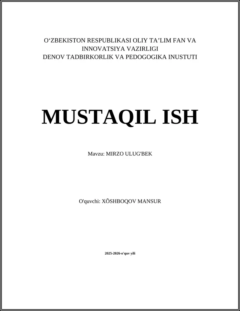 MIRZO ULUG'BEK