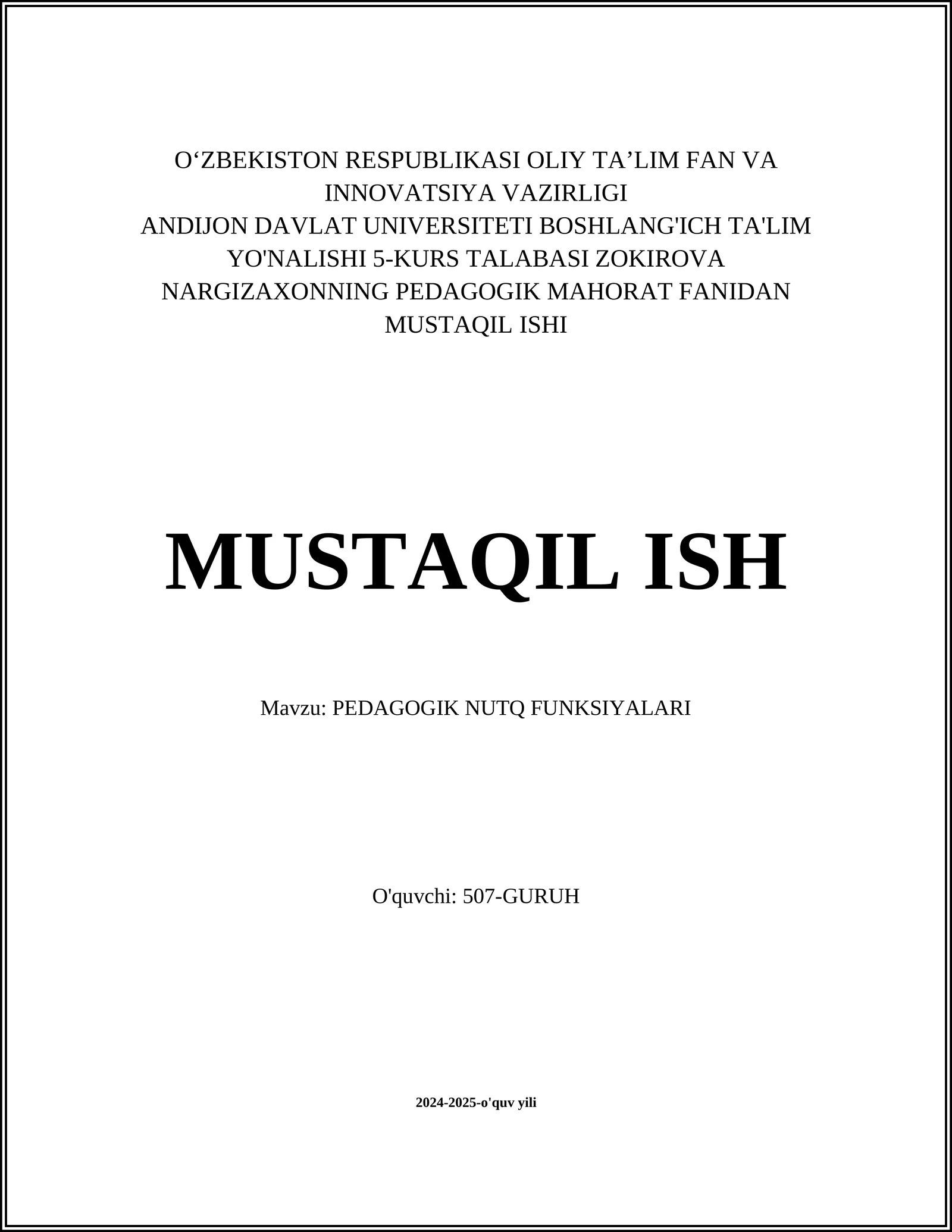 PEDAGOGIK NUTQ FUNKSIYALARI
